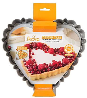 Dream' s Party Teglia Design Tart Crostata CUORE - stampo in metallo antiaderente con fondo removibile per torte e dolci - perfetto per realizzare preparazioni dolci e salate