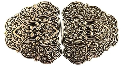 Hartmann-Knöpfe altgold/bronze Trachten Schürzen Dirndl Schliesse Schnalle Verschluss aus Metallzum Annähen 90mmx50mm (1 Stück)