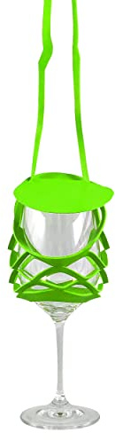 VINSTRIP® GLASSLING - NEON GRÜN - Weinglashalter zum Umhängen mit Schutzdeckel - praktischer Netzglashalter für Festivals, JGA, Ladiesnight, Stehparties, Weinwanderung, Geburtstagsausflug, ...