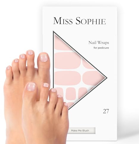 Miss Sophie Pedi Wraps Lot de 27 bandes de vernis ultra fines I Make Me Blush Pedicure I Pour ongles d'orteils I Adhère aux ongles naturels et laqués