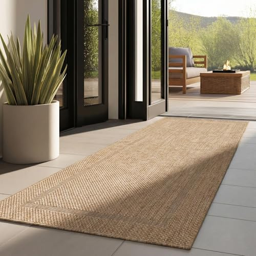 Outdoor Teppich Wetterfest Einfarbiges Design Terrasse Balkon Teppich Küche Garten Sisal-Look Küchenteppich Läufer Flur, Größe: 80 x 150 cm, Farbe: Beige