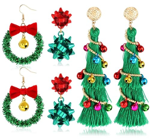 Ohrringe Weihnachten Set, Weihnachtsohrringe, Ohrringe Weihnachten Damen, Weihnachtsohrringe Ohrstecker, Kreativ Weihnachten Ohrringe, Weihnachtsdekorationen für Mädchen und Frauen