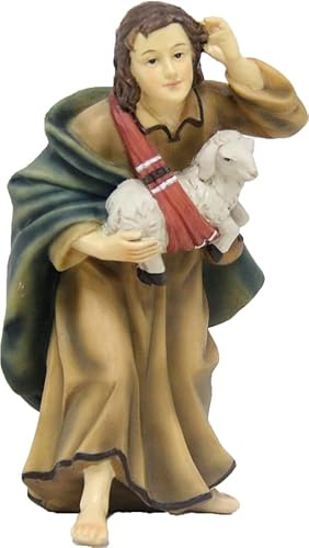 FADEDA Hirte mit Schaf/Höhe:15 cm/handbemalt/detailgetreue Krippen Figuren - Weihnachten Tisch Dekoration Krippe Zubehör