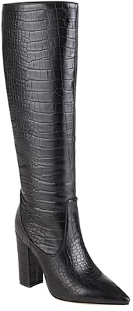 ESSUE Bottes Hautes pour Femmes mi-Mollet Militaire Bottes de Combat Bottes Cuissarde Bottes à Talons Le Genou Femme Bottes Hautes doublé légère Bottes Zip Up Genou Haute Bottes hautes pour femme