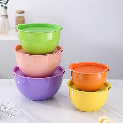 Juego De 5 Tazones Para Mezclar De Acero Inoxidable Arcoiris Ensaladeras Con Tapa Hermética Bol Cocina Son Apilables Aptas Para El Lavavajillas Para Hornear Cocinar Servir Almacenamiento