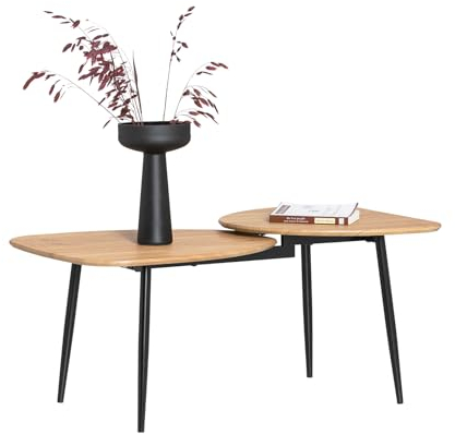 SoBuy Beistelltisch mit Ablagen Couchtisch Sofatisch Kaffeetisch Satztisch Laptoptisch Pflegetisch Wohnzimmertisch Vintage braun BHT ca. 100x45x54cm FBT127-N