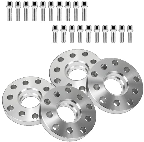 YALIYA Auto Distanzscheiben Für VW Für Golf 2x15mm/2x20mm Hubzentrische Spurverbreiterungen und Schrauben 57,1mm 5x100/5x112mm Rad Distanzscheiben