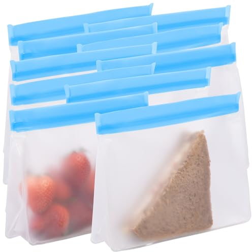 Rosenstein & Söhne Lebensmittelbeutel: 10er-Set Wiederverwendbare Lebensmittel-Beutel, stehender Boden, 1,5 l (Gefrierbeutel mit Zippverschluss, Tiefkühlbeutel, Frischhaltedosen)