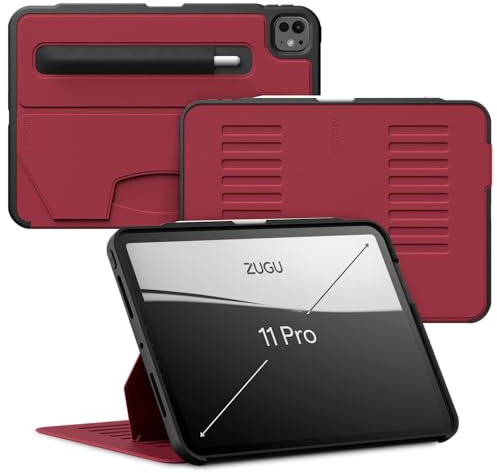 ZUGU CASE iPad Pro 11 Case (M4 / M5) 2024/2025 fodral - Ultra slimmat skyddshölje - trådlös Apple Pencil Laddning - Bekväm 8-vinkels Magnetic Stativ Skal automatisk vila/väckning [Körsbärsröd]