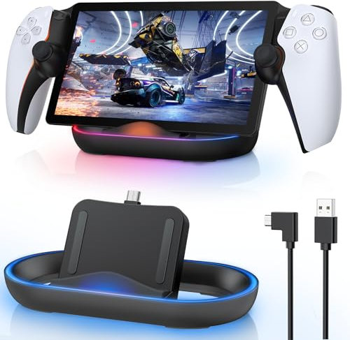 FASTSNAIL Charging Station for PS Portal Remote Player, PSP Accessories Compatible with PlayStation Portal Remote Player, Stand for PS5 Portable(Schwarz)