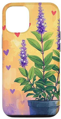 iPhone 15 Pro Anise Hyssop Plant In Pot Cottagecore Boho Hearts Graphic Case