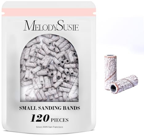 MelodySusie 120 PCS Nail Drill Bits, Small Sanding Bands for 3.1mm Shank Bit, 240 Extra Fine Grit, Nail File for Acrylic Nails, Gel Manicure and Pedicure, Zebra (Zebra 180 Grit)