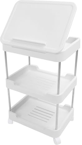 Carro Rodante de 3 Niveles, Carro de Almacenamiento Rodante de 24,02 X 15,55 X 11,61 Pulgadas con Mesa y Ruedas, Carro Utilitario para Baño, Oficina, Balcón, Sala de Estar, Carro