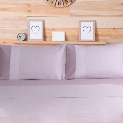 Happidea - Completo Letto, 100% Flanella Caldo Cotone Invernale, Prodotto in italia, Tinta Unita, lenzuolo sopra + lenzuolo sotto + federe, Colore Rosa, Misura Matrimoniale