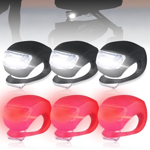 GAOUTO 6 unidades de luz para cochecito de bebé, luz LED con LED brillante, 3 modos de luz, luz impermeable para cochecito de bebé, funciona con pilas, luces LED de silicona para cochecito, exteriores