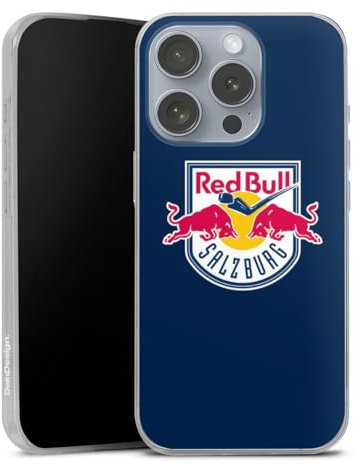 Slim Case extra dünn kompatibel mit Apple iPhone 16 Pro Silikon Handyhülle transparent Hülle EC Red Bull Salzburg Offizielles Lizenzprodukt Eishockey