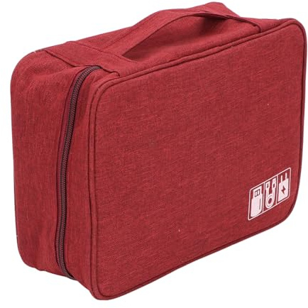 Reise-Kabel-Organizer, Tragbarer Reise-Kabel-Organizer mit Großer Kapazität, Kabel-Organizer für Unterwegs, für Mobile Festplatten-Laptops (Burgund)