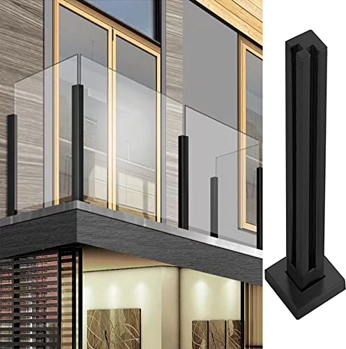Poteaux de balustrade de balcon modernes noirs pour panneaux en bois, verre et plastique – Poteau d'angle carré de 95 cm pour décoration d'intérieur élégante