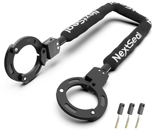 NextSeal E Scooter lås, Stöldskydd Cykellås med Nycklar, Nyckellös Låsning, 6 mm Kedjelås, handklovs-lås för Sparkcyklar, Cyklar, Motorcykel, staket, grill