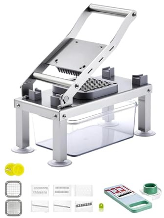 FytStycale Rallador de Verduras Chopper Picador Manual Profesional Cortador Multifuncional con Recipiente PP y Acero Inoxidable Diseño Eficiente, con 9 Cuchillas, Individual