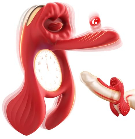Vibrating Cock Ring with 3 in G Spot Vibrator - Couples Sex Toy Men Cock Sleeve Penis Ring Women Licking Clitoral Vibrator Massager with 4 Motor & 7 Vibrations, Adult Toys Silicone Erection C Ring