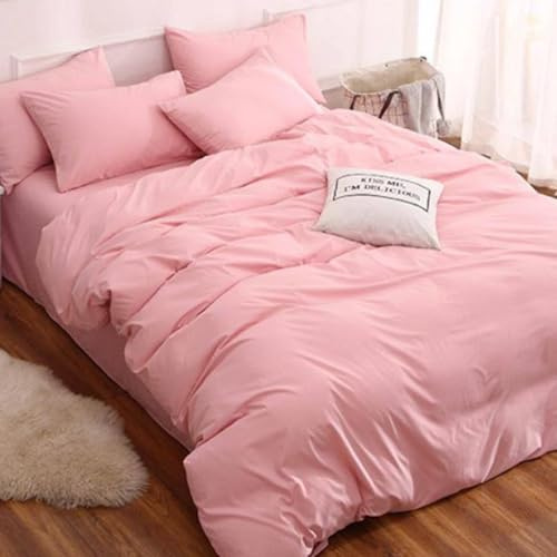 ZCCZJS Color sólido Bloque de Color Reversible Cubierta de edredón Conjunto de Cama con Almohada monocromática - sábanas de algodón de algodón lavadas de 4 Piezas Juego de Comodidad
