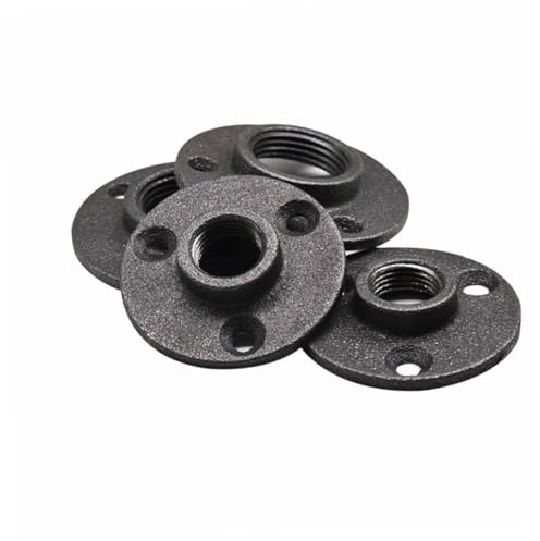 HOMSFOU Flangia per pavimento filettata malleabile, raccordi a parete, flange industriali per tubi in ferro grigio, per scaffalature, binari per tende e progetti fai da te, 10 pezzi