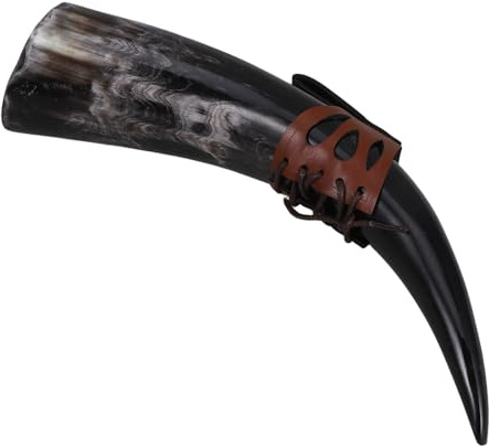Mipcase Jarra Medieval de Cuerno Natural 30-35 CM Taza Renacentista para Hidromiel y Cerveza Vaso para Beber con Diseño Robusto y Decoración Histórica Accesorio para Color Aleatorio