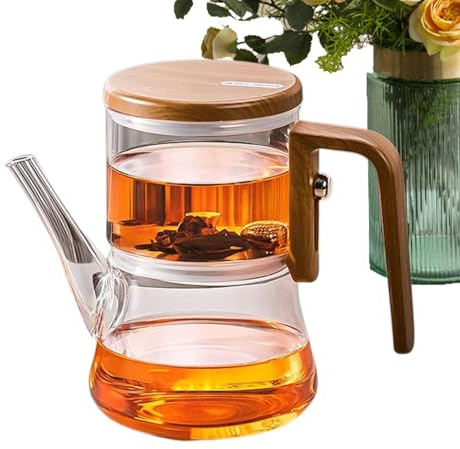 Théière magnétique en verre – Récipient en borosilicate résistant aux hautes températures, système d' robuste à contrôle par pression, machine à thé en vrac à fleurs visibles | pour coffret