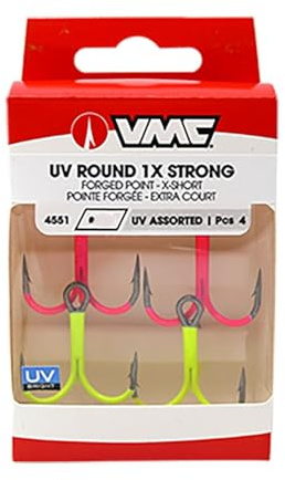 VMC Angelhaken Triple UV Round 1X 4551 Assort. - H.No.3/0 - Pink-Chartreuse - AVM351507
