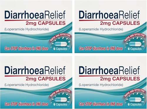Rapid Relief Diarrhea Capsules - 4 x 6 Anti Diarrhea Loperamide Capsules Bundle with a Stool Chart