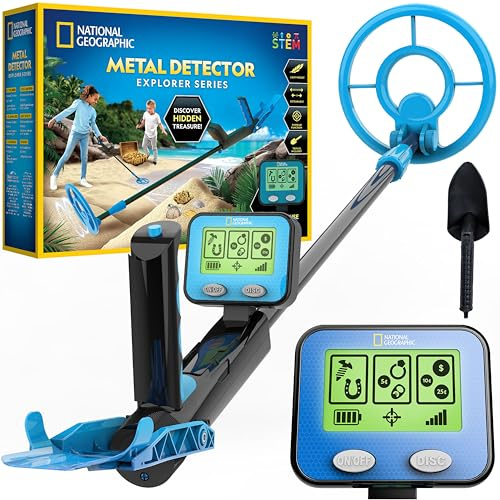 Blue Marble NATIONAL Geographic Metalldetektor für Kinder & Erwachsene – 18,8 cm wasserdichte Spule, Leichter Golddetektor mit Pinpoint-Funktion & LCD-Display, Strand-Metalldetektor