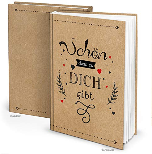 Notizbuch Kraftpapier-Optik, DIN A4: Geschenkbuch Schön dass es dich gibt, Blanko Note Book, Tagebuch, Journal für Notizen, Hardcover, 100 leere Seiten, Geschenk Liebe & Freundschaft, Terminplaner