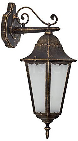 HOFSTEIN Außenwandleuchte Hongkong FROST, Außenwandlampe aus Metall/Milchglas in Braun-Gold, Wechselscheiben Klar, Retro Wandleuchte Down, E27, IP44, Eingangsbereich, Haustür, Hof