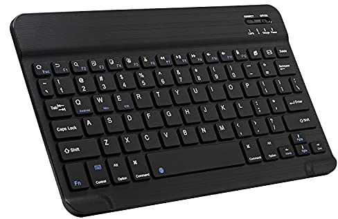 Mini clavier Bluetooth fin portable sans fil rechargeable pour tablette, iPad, iPhone, téléphone Apple, smartphone, ordinateur portable, iOS, Android, Windows (10 pouces, noir)