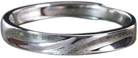 NicoWerk Damen Silberring Schlicht aus 925 Sterling Silber Schmal Glatt Gebürstet Bandring Kräuselung Verstellbar Offen SRI695