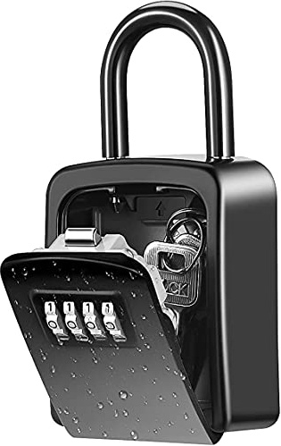 AMIR Key Lock Box, Wall Mounted, Weatherproof 4 Digit Combination