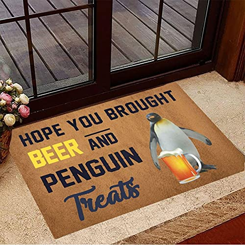 Paillasson Interieur entree j'espère que vous avez apporté de la bière et des friandises aux pingouins paillasson cadeaux de paillasson à bière pour les amateurs de pingouins tapis salon 20x32