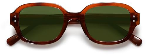 SOJOS Rechteckig Sonnenbrille für Damen Vintage Trendy Sechseckige Sonnenbrille Mittelgroß Gesicht SJ2218