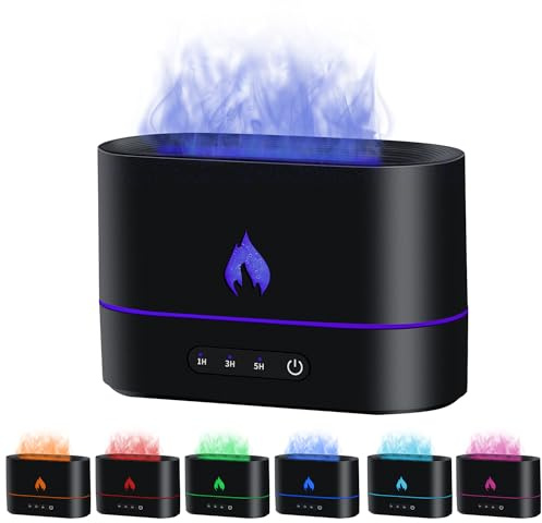 Mcbazel Flame Aroma Diffuser,Fragrance Essential Oil Diffuser Humidifier,Aroma Diffuser Humidifier with 3D Flame Night Light 200mL for Bedroom, Home and Office - Black