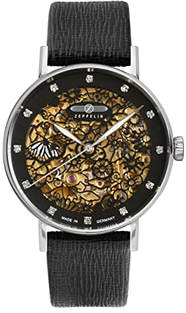 Zeppelin Montre pour femme avec bracelet en cuir, série Princess of The Sky squelette automatique 7461, lanière