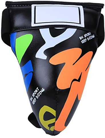 BN FIGHT Graffiti, Ljumskskydd Ljumskskydd för Ungdomar Barn Jockstrap Barn Barn Utrustning för Boxning Sanda Taekwondo Träningssvart (Svart)