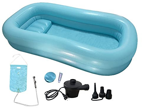 ZNALDP Inflatable bath Blue for Shower Bed Bathing, Elderly Care, Medical Equipment, Blow Up Bathtub Aids Disabled, Bed Shower Accessories