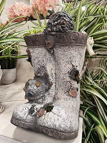 Biznest Boots Plant Pot Grey, Waterproof Resin For Garden Planting Patio Lawn Yard Decoration Essential For Gardners