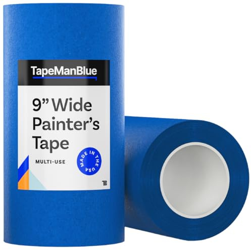 Wide Blue Painters Tape, 9 inch x 60 yds, Made in America, Wide Blue Masking Tape for Laser Cutting/Engraving & 3D Printing, 21-Day Clean Removal