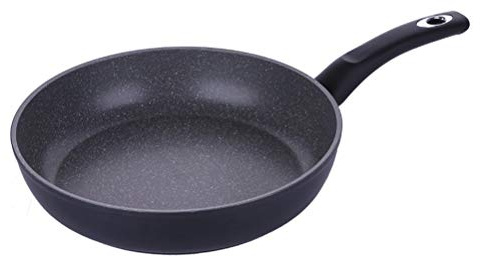 OQHAIR Bistecchiera Antiaderente addensata da 24/26/28 cm per bistecche con Coperchio in Vetro Padelle Anti-Fumo in Pietra Medica (Color : 24cm A) (28cm a)
