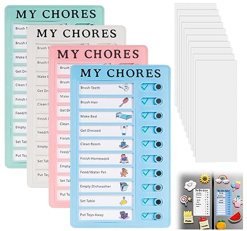 Checklist Boards, 4 Stück Memo Checklist Boards, To Do List Checklist Board mit 40 Blanko Papier für RV Zuhause Reisen Zeitplan Lernplanung Erinnerung 20 x 12 cm Rosa Blau Grün Weiß