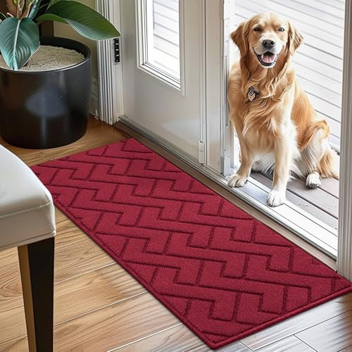 hicorfe Schmutzfang-Fußmatte, 50,8 x 121,9 cm, rutschfester Eingangsteppich, Schuhsandstaubentferner, Hunde-Fußmatte, super saugfähige Hundematte für Vorder- und Hintertür, schlammige, nasse Schuhe
