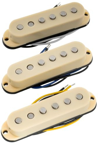 Musiclily Pro ST-60SE Staggered Alnico 5 Pick up Single Coil Manico Centrale Ponte Set per Chitarra Elettrica tipo Strat, Crema
