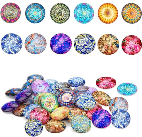50 Unidades Convexas Redondas, Piedras De Cristal Coloridas, Piedras Muggles Multicolor Para Niños, Mosaicos Redondos De Cristal Para Joyería y Decoración-Piedra De Vidrio